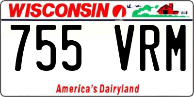 WI license plate 755VRM