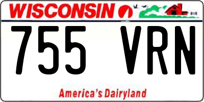 WI license plate 755VRN