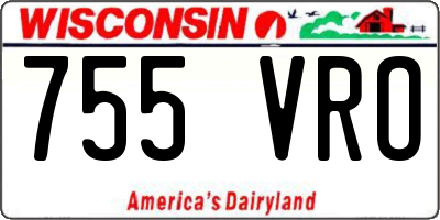 WI license plate 755VRO