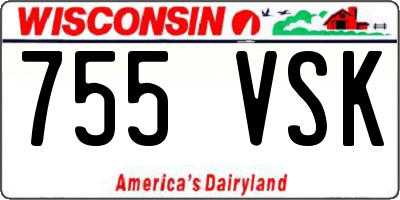 WI license plate 755VSK