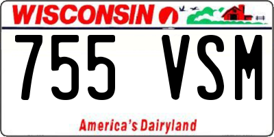 WI license plate 755VSM