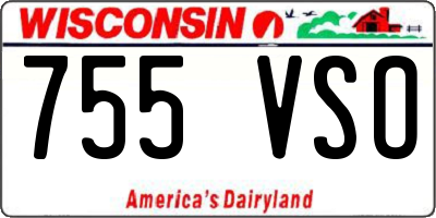 WI license plate 755VSO