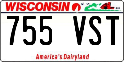 WI license plate 755VST