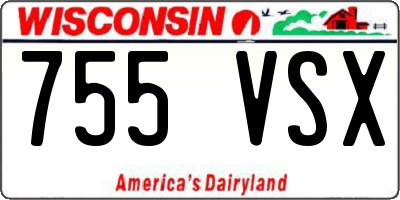 WI license plate 755VSX