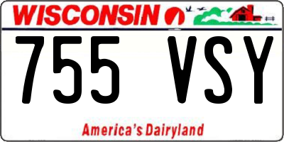 WI license plate 755VSY