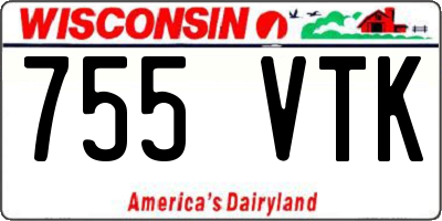WI license plate 755VTK