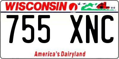 WI license plate 755XNC