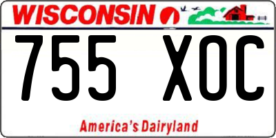WI license plate 755XOC