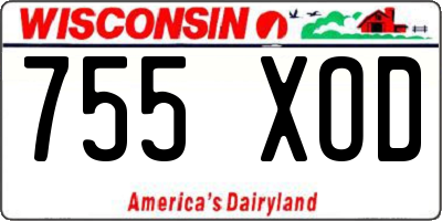 WI license plate 755XOD