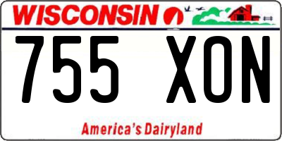 WI license plate 755XON