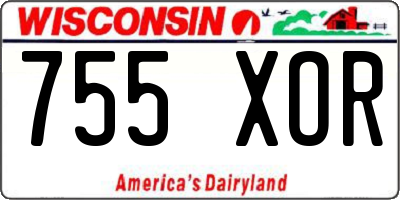 WI license plate 755XOR