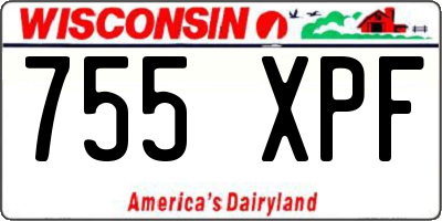 WI license plate 755XPF