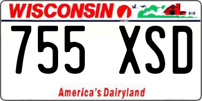 WI license plate 755XSD