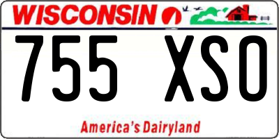 WI license plate 755XSO