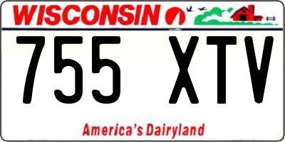 WI license plate 755XTV