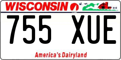 WI license plate 755XUE