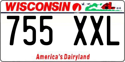 WI license plate 755XXL
