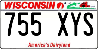 WI license plate 755XYS