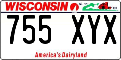 WI license plate 755XYX