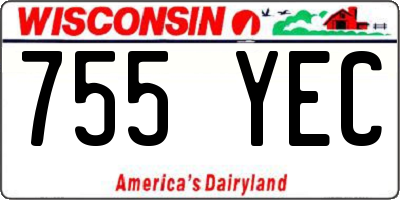 WI license plate 755YEC
