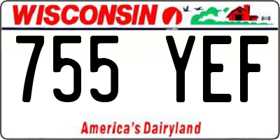 WI license plate 755YEF