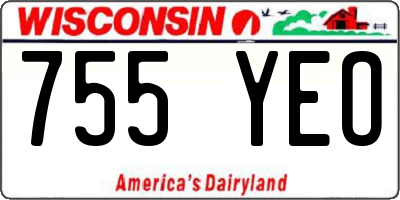 WI license plate 755YEO