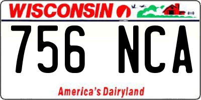WI license plate 756NCA