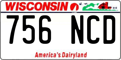 WI license plate 756NCD