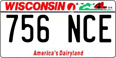 WI license plate 756NCE
