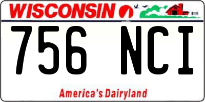 WI license plate 756NCI