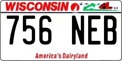 WI license plate 756NEB