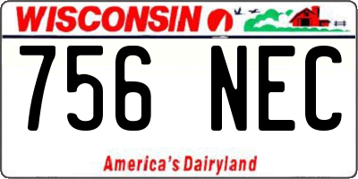 WI license plate 756NEC