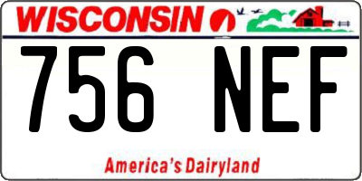 WI license plate 756NEF