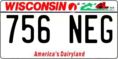 WI license plate 756NEG