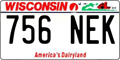 WI license plate 756NEK