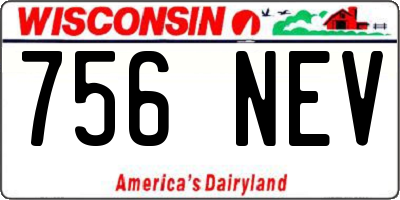WI license plate 756NEV