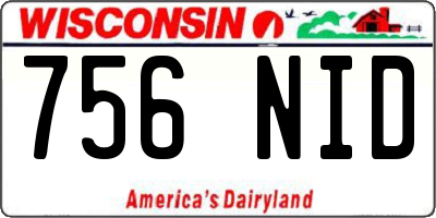 WI license plate 756NID