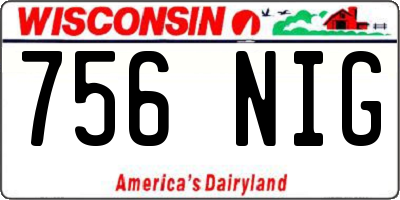 WI license plate 756NIG