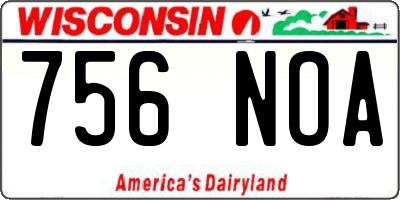 WI license plate 756NOA
