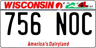 WI license plate 756NOC