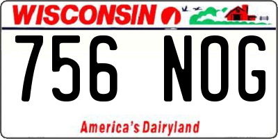 WI license plate 756NOG