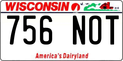 WI license plate 756NOT