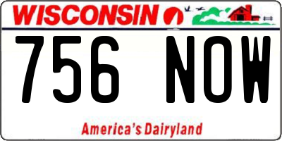 WI license plate 756NOW