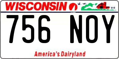 WI license plate 756NOY