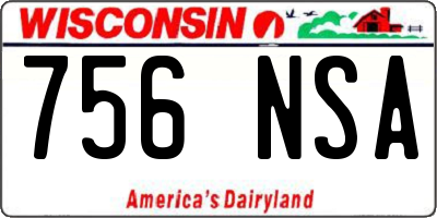 WI license plate 756NSA