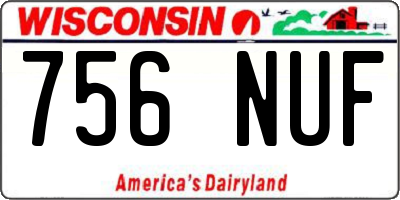 WI license plate 756NUF