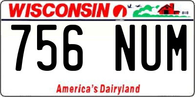 WI license plate 756NUM