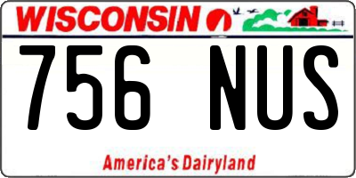 WI license plate 756NUS