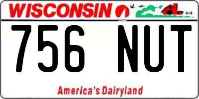 WI license plate 756NUT