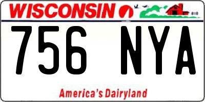 WI license plate 756NYA